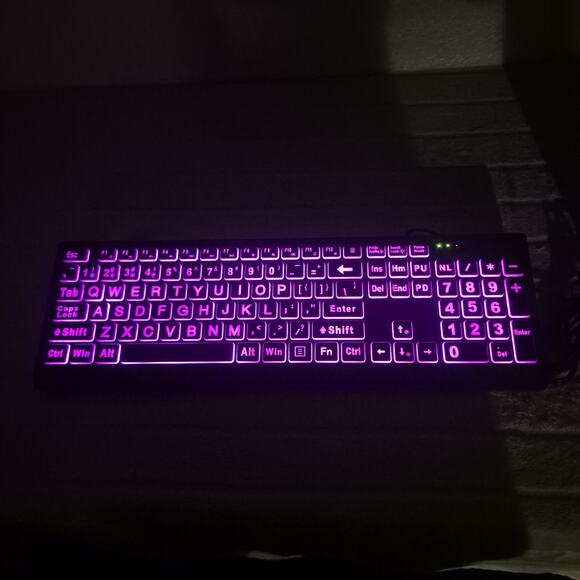 Large Print Backlit Keyboard, Wired USB Lighted Computer Keyboard - Picture 1 of 12